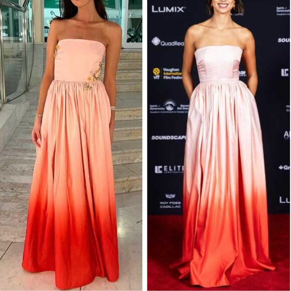 SAU LEE Dresses & Skirts - SAU LEE Revolve Teigen Gown Maxi Dress Sz0 Blush Red Ombre Event Party Cocktail